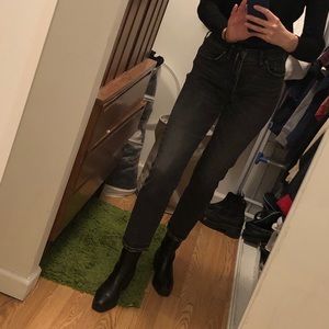 Madewell Cruiser Straight Black Washed Jeans - 28